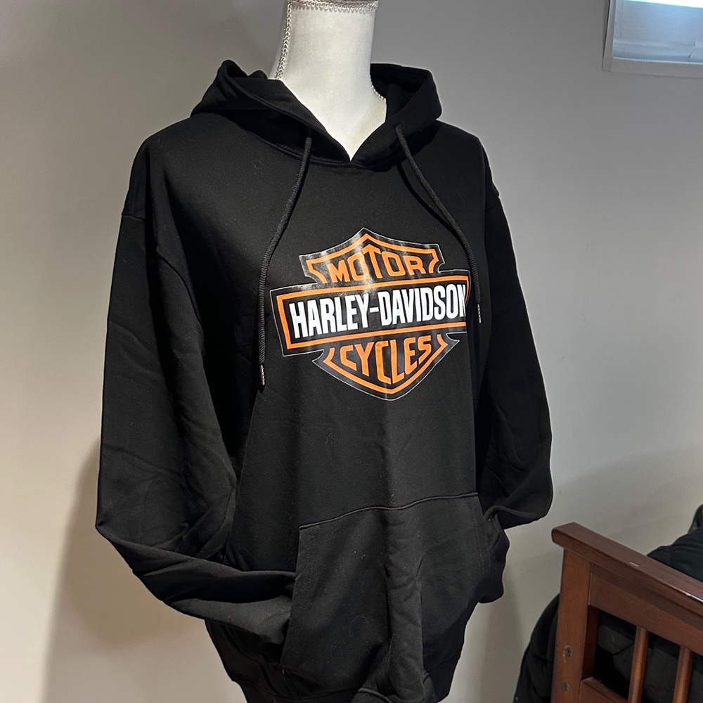 Harley-Davidson Black and Orange Logo Hoodie